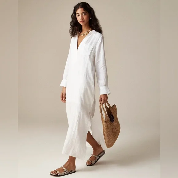 J. Crew | Dresses | Jcrew Bungalow Maxi Popover Dress In Linen By82 |  Poshmark
